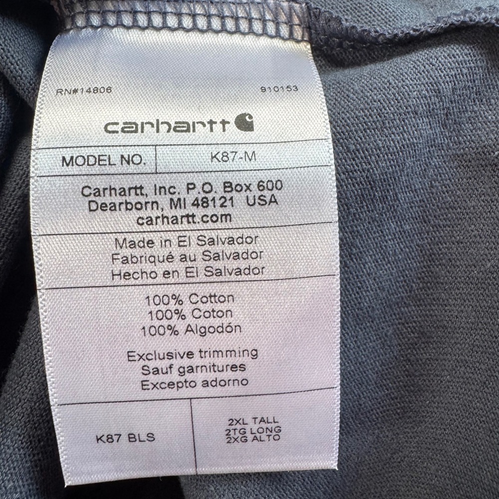Carhartt Mens K87 Fit Pocket T-Shirt 2 Pack Navy Green 2XL Tall NWT - Picture 3 of 12